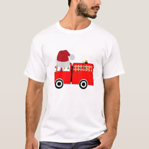 T-shirt Camion de feu rouge de Noël