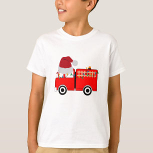 T-shirt Camion de feu rouge de Noël