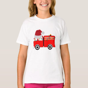 T-shirt Camion de feu rouge de Noël