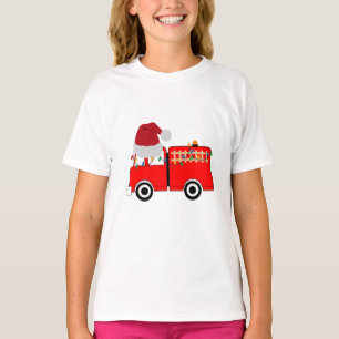 T-shirt Camion de feu rouge de Noël