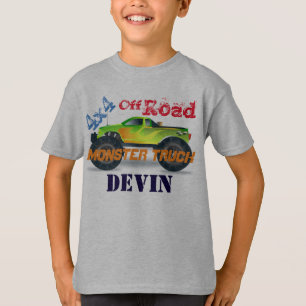 T-shirt Camion de monstre 4x4 vert personnalisé