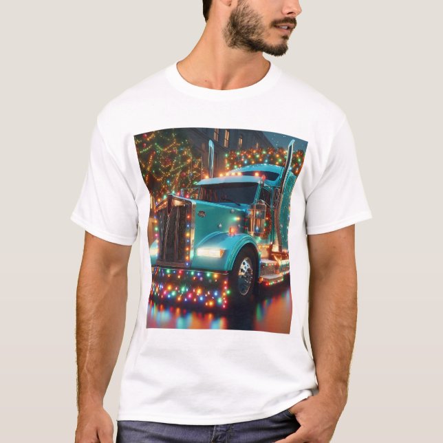 T-shirt Camion de Noël avec lumières (Devant)
