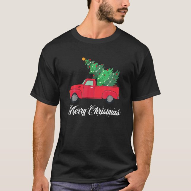T-shirt Camion de Noël en voiture Camion Rouge Joyeux C (Devant)