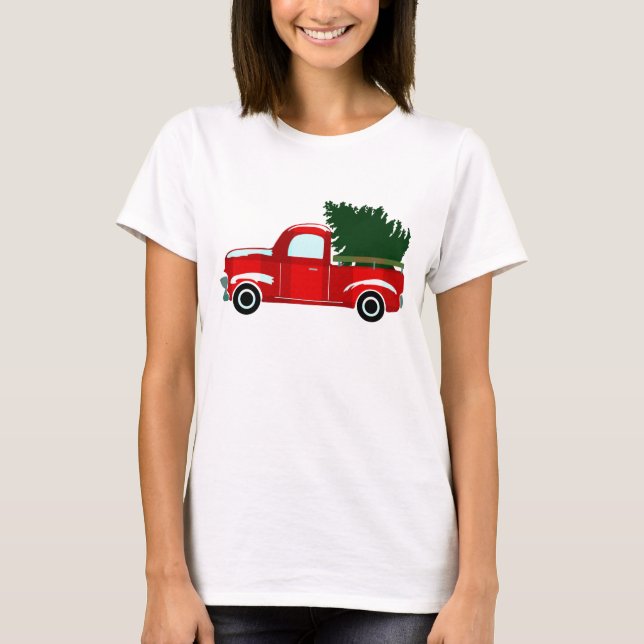 T-shirt Camion de Noël Rouge Fête de Noël Russe (Devant)