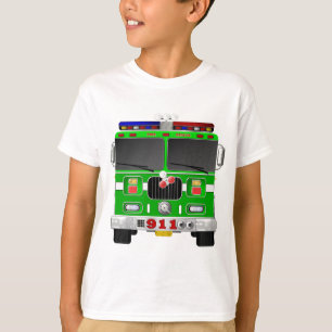 T-shirt Camion de pompiers de vert de chaux