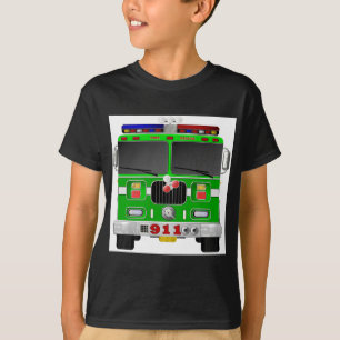 T-shirt Camion de pompiers de vert de chaux