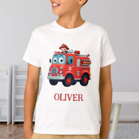 Camion de pompiers mignon et pompier