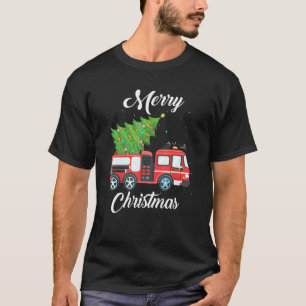 T-shirt Camion de pompiers Sapin de Noël Pompiers
