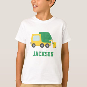 T-shirt Camion de recyclage jaune et vert pour enfants