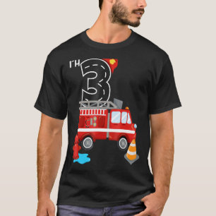 T-shirt Camion d'incendie 3e anniversaire garçon 3 ans pom