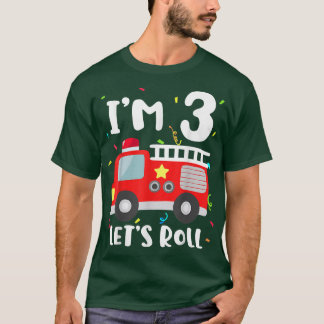 T-shirt Camion d'incendie 3e anniversaire Joueur d'enfants