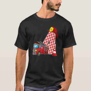 T-shirt Camion d'incendie 4e anniversaire garçon bébé pomp