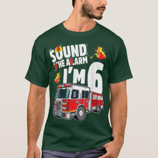 T-shirt Camion d'incendie 6e anniversaire garçon pompier 6