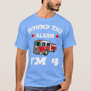 T-shirt Camion d'incendie Enfants 4Anniversaire Garçon Tod