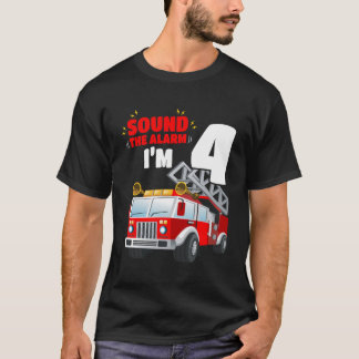 T-shirt Camion Enfants Feu 4E Chemise Anniversaire 4 Ans F