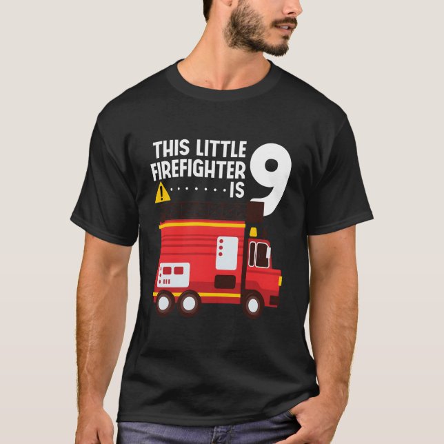 T-shirt Camion-Feu 9E Anniversaire Pompier Pompier Pompier (Devant)