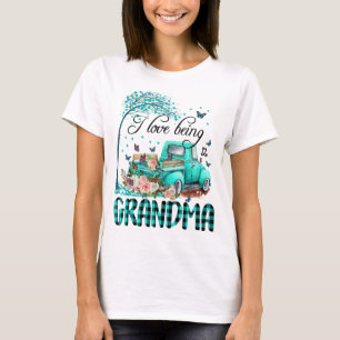 T-shirt Camion Fleur J'Aime Être Grand-Mère Papillon Art M