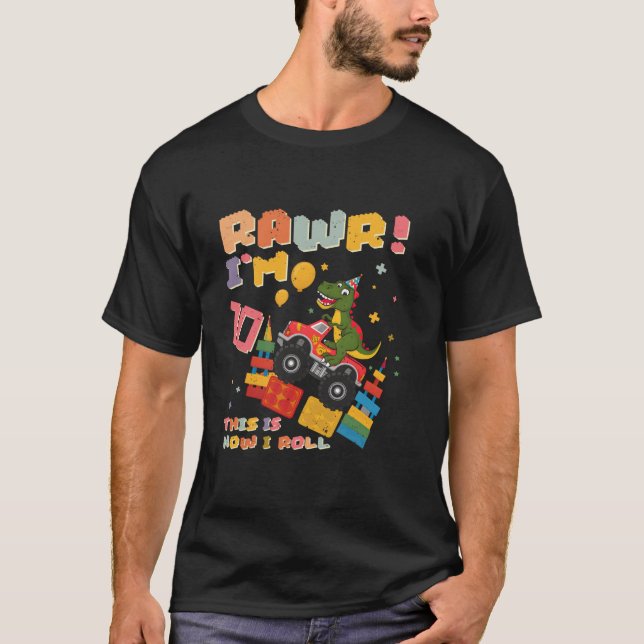 T-shirt Camion Monster de Dinosaur 10e anniversaire Bloc d (Devant)