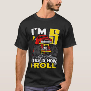 T-shirt Camion Monster Enfants 5e anniversaire Top I'm 5 T