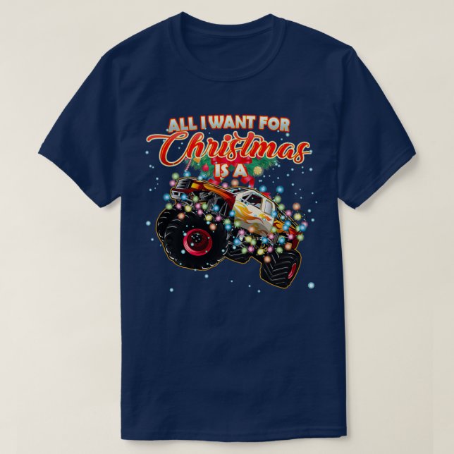 T-shirt Camion Monster pour Noël (Design devant)