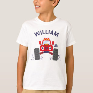 T-shirt Camion Monster Rouge mignon avec votre nom