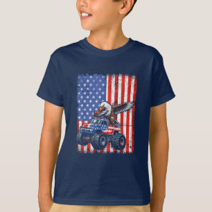 T-shirt Camion Monstre Aigle Bald Drapeau USA 4 Juillet