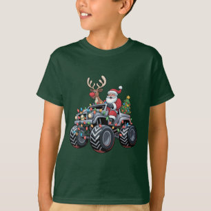 T-shirt Camion monstre Noël Père Noël Fêtes Enfants
