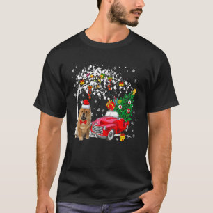 T-shirt Camion père Noël Chow Chow Red Pickup Transportant