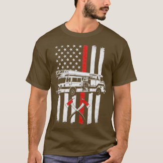 T-shirt Camion pompier drapeau américain