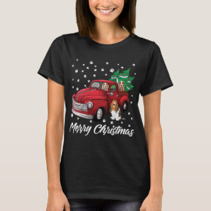 T-shirt Camion Rouge Joyeux Arbre de Noël Basset Hound Chr