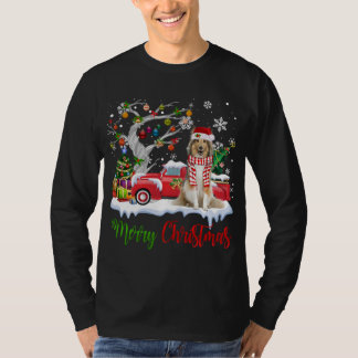 T-shirt Camion Rouge Joyeux Arbre de Noël Shetland Sheepdo