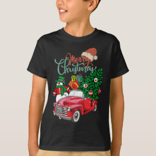 T-shirt Camion rouge ramasse Arbre de Noël Joyeux Noël Sn