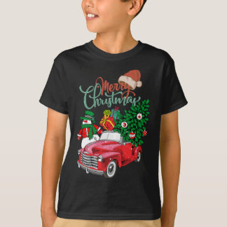 T-shirt Camion rouge ramasse Arbre de Noël Joyeux Noël Sn