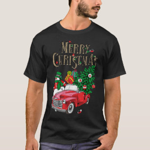 T-shirt Camion rouge transportant un arbre de Noël