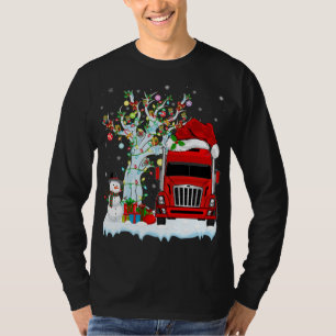 T-shirt Camion Rouge Xmas Arbre Éclairage Santa Hat Camion