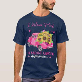 T-shirt Camion Tournesol Je Porte Rose Pour Cancer Du Sein