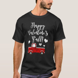 T-shirt Camion Vintage Rouge Camion Pays Coeurs Valentine