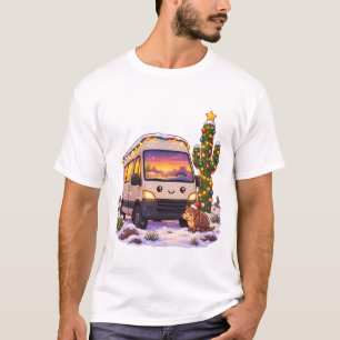 T-shirt Camionnette de Noël mignonne avec Cactus d