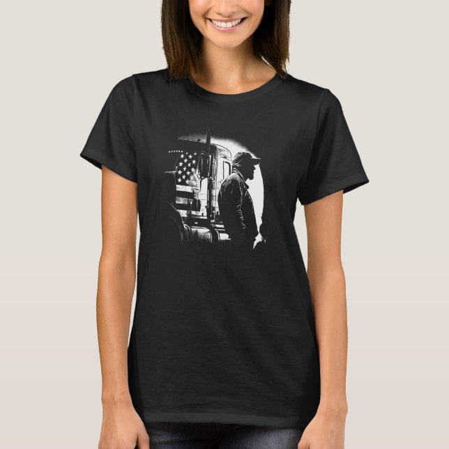 T-shirt camionneur américain Big Rigs Diesel Truck Driver (Devant)