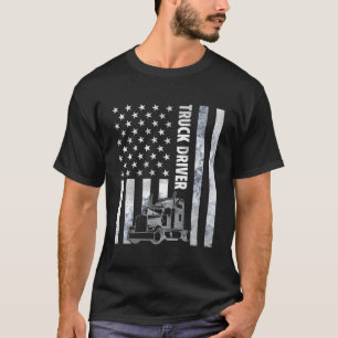 T-shirt Camionneur américain Drapeau Vintage Trucker Tru