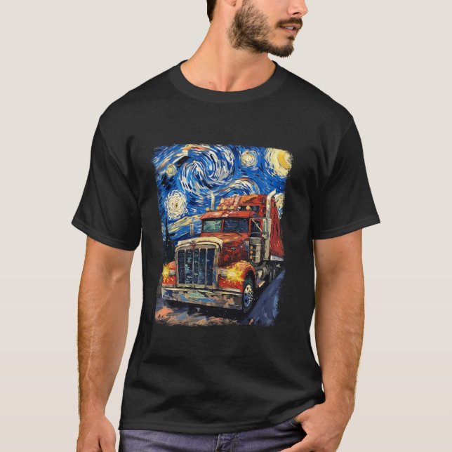 T-shirt Camionneur Camionneur Camionneur Starry Night Pain (Devant)