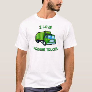 T-shirt camions à ordures d'amour du vert I