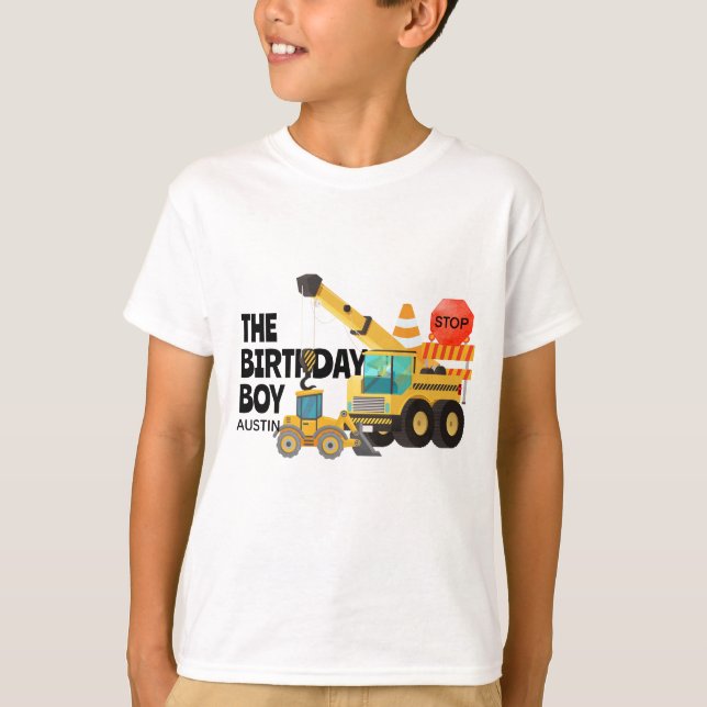 T-shirt Camions de construction | Parti Anniversaire de en (Devant)