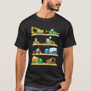 T-shirt Camions Excavateur Ciment Camion Bulldozer Constru