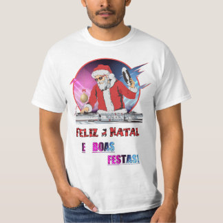 T-shirt Camisa branca Papai Noel DJ