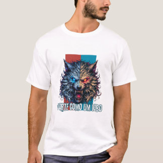 T-shirt camisa com estampa de lobo