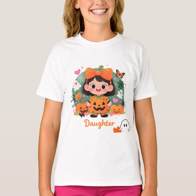 T-shirt Camiseta Adorable de Fantasmas y Calabazas para Ni (Devant)