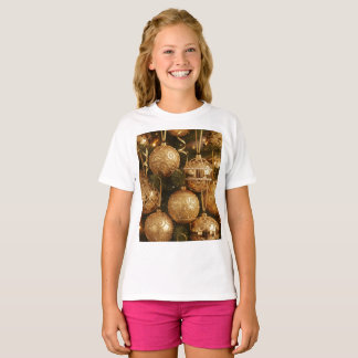 T-shirt Camiseta Bolas Douradas de Natal