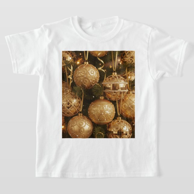 T-shirt Camiseta Bolas Douradas de Natal (Poser)