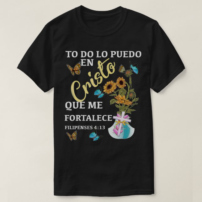 T-shirt Camiseta cristiana en espanol Versiculo Spanish Ch (Design devant)